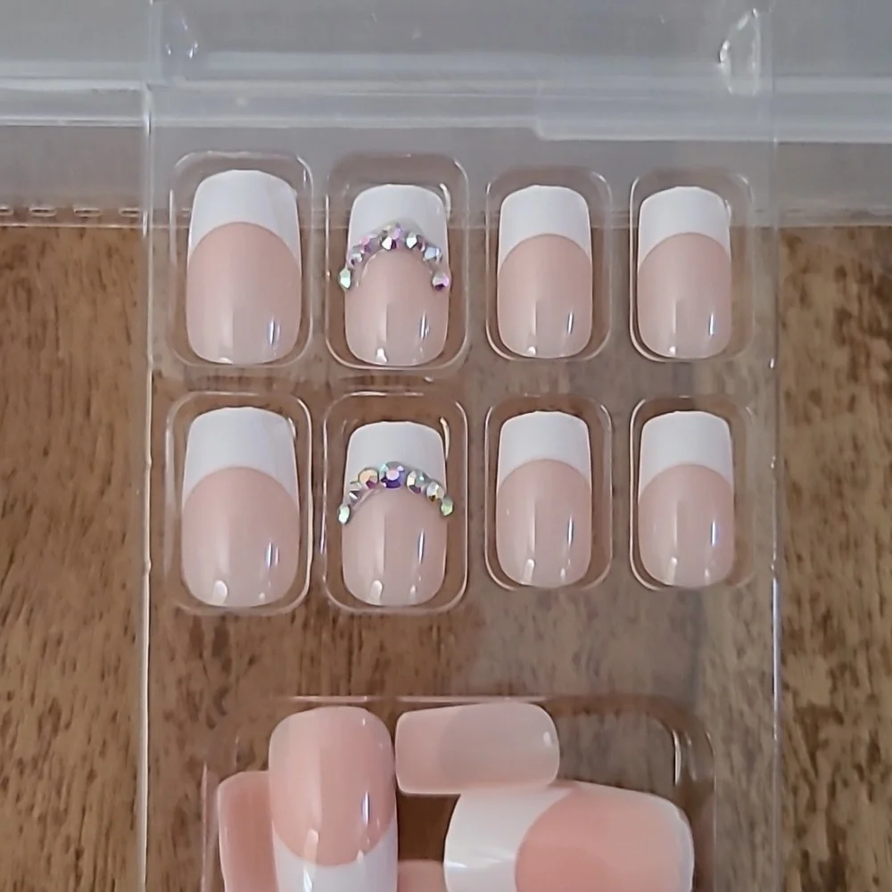 2/$16 Rhinestone French Manicure Press on Nails